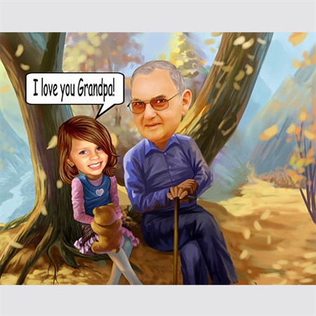 Grandpa and Me Caricature from Photos - myDaVinci